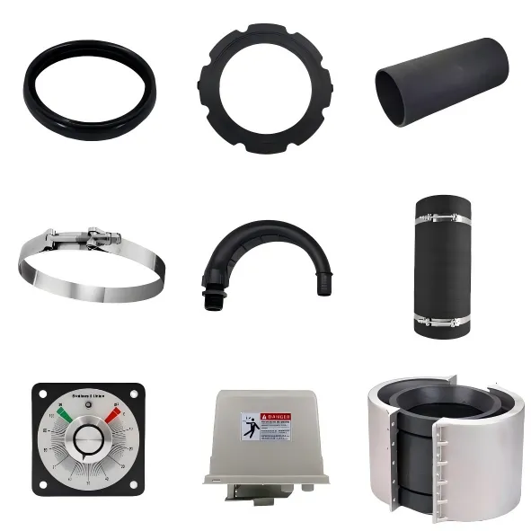Wide range of center pivot irrigation components including Percent Timers, Tower Boxes, Flange Gaskets, Boot seals, T-bolt clamps, Split Couplers, and Round Back Gaskets for drivetrain maintenance.