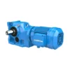 LiuDrive K Series gearmotor showing the robust cast iron housing, dimensionally interchangeable with international standards.
