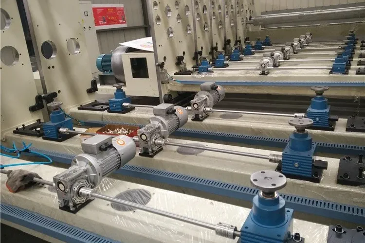 Multi-axis Synchronized Screw Jack System for Precision Roller Adjustment in Printing Machinery.