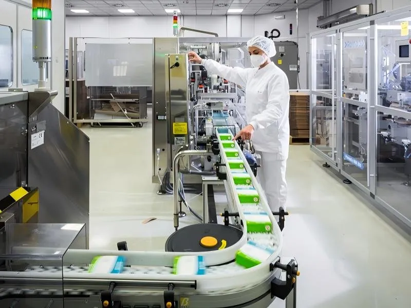 Cleanroom-grade stainless steel gearbox for pharmaceutical manufacturing equipment. Ensures easy sanitation and reliable power transmission in strict hygiene environments.