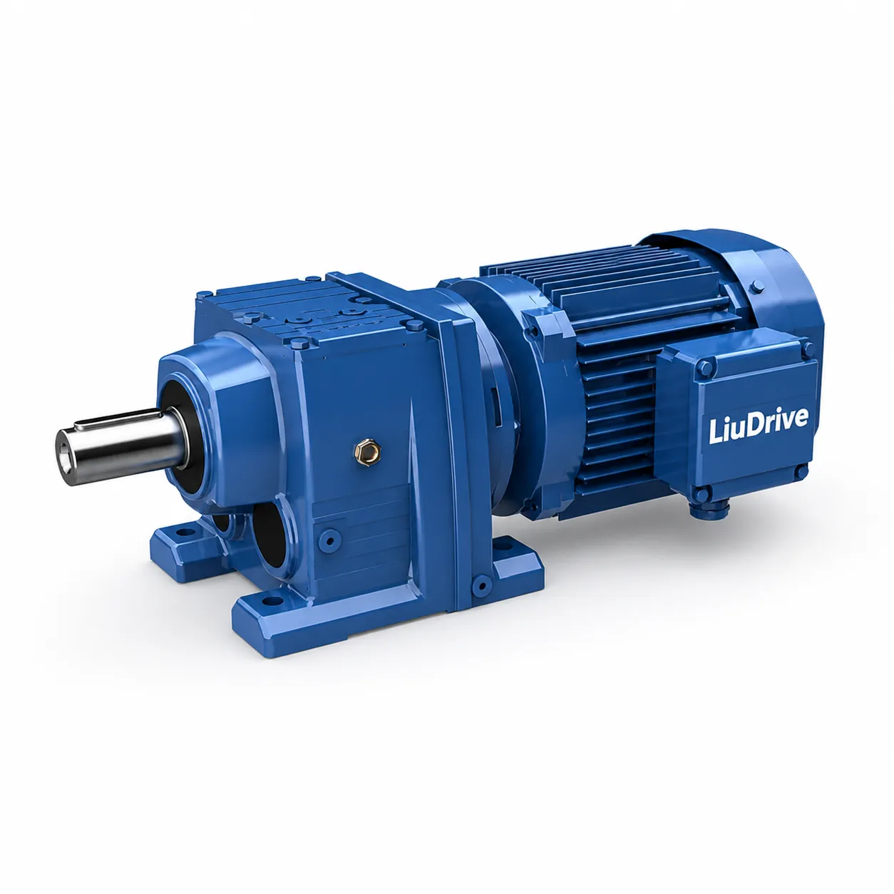 LiuDrive R Series helical gearmotor, dimensionally interchangeable with SEW Eurodrive.