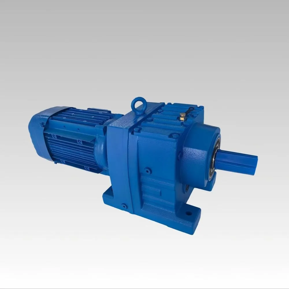 High-resolution render of the R Series helical gearmotor, dimensionally interchangeable with SEW Eurodrive.