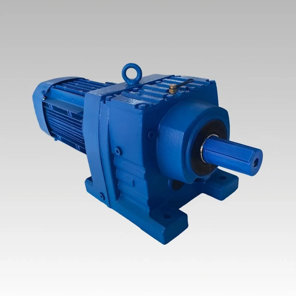 High-resolution render of the R Series helical gearmotor, dimensionally interchangeable with SEW Eurodrive.