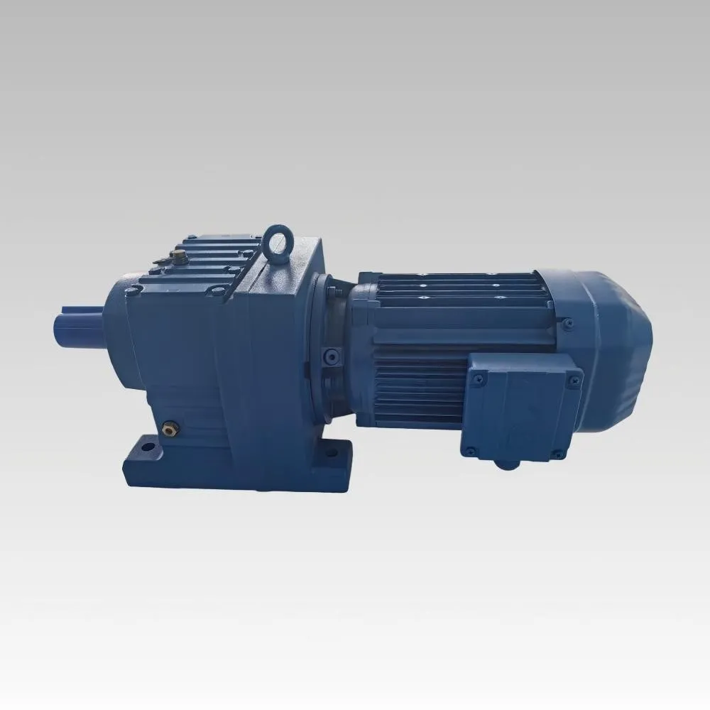 High-resolution render of the R Series helical gearmotor, dimensionally interchangeable with SEW Eurodrive.