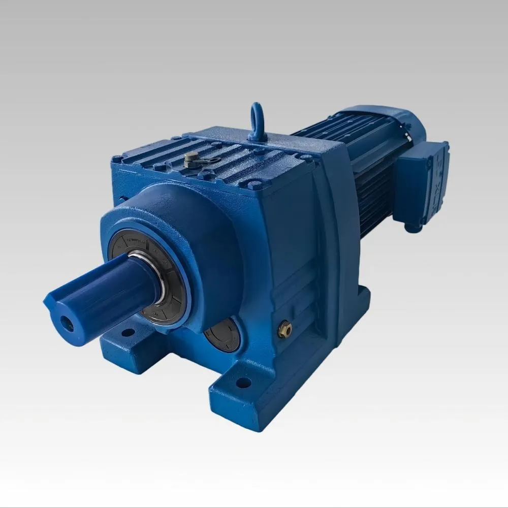 High-resolution render of the R Series helical gearmotor, dimensionally interchangeable with SEW Eurodrive.