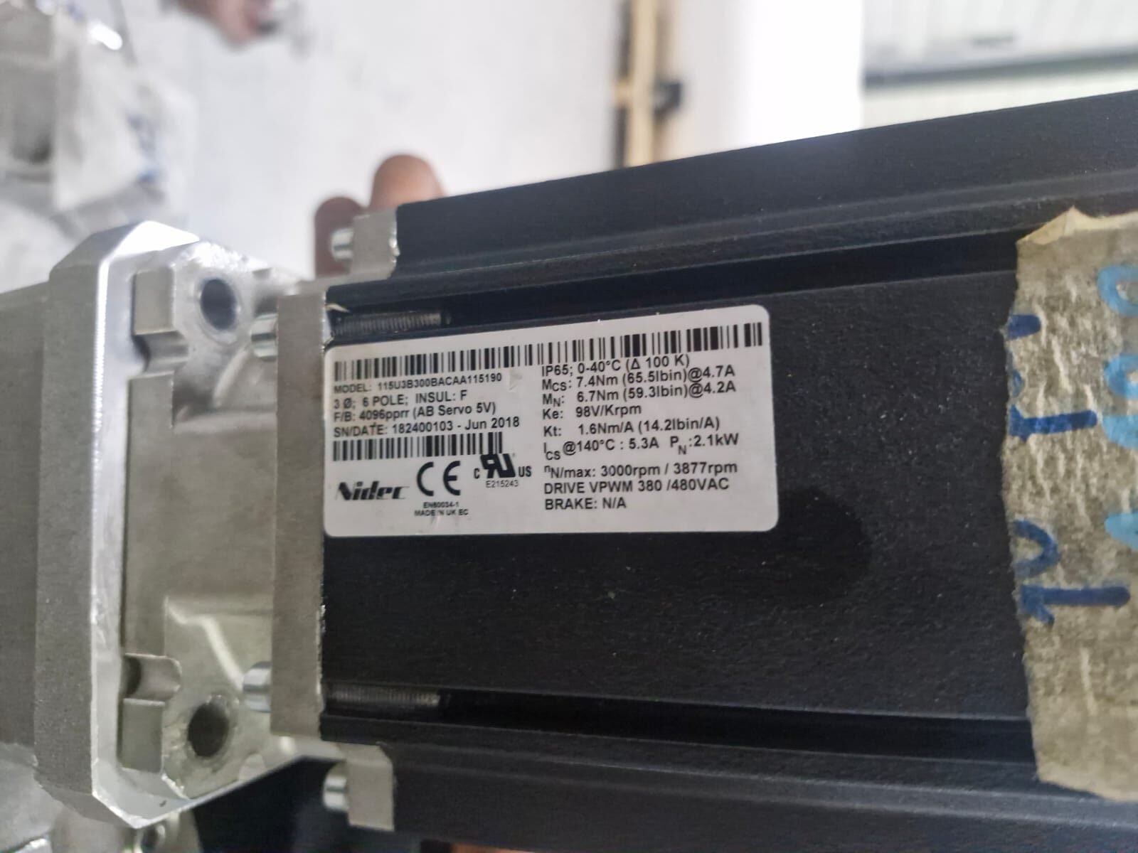 Motor nameplate for gearmotor replacement compatibility confirmation